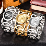 Women's Luxury Quartz Watch Original XINEW 6438 Casual Golden Bracelet Wristwatch Fashionable Feminine Relogios