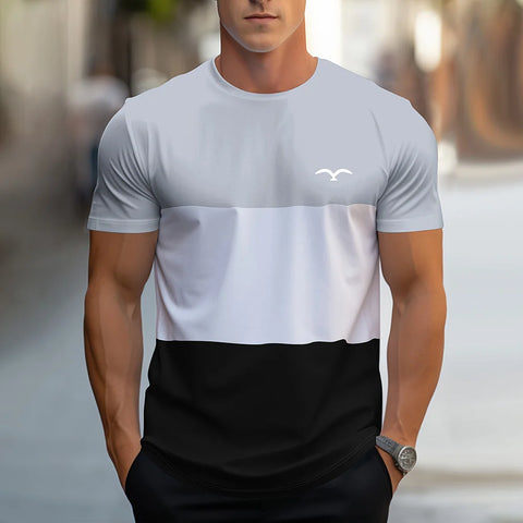 2024 Simple Casual Men's Clothing Men's T Shirt With Logo Short Sleeve Crew Neck Soft Fitted Tees Fresh Classic Basic Tshirts