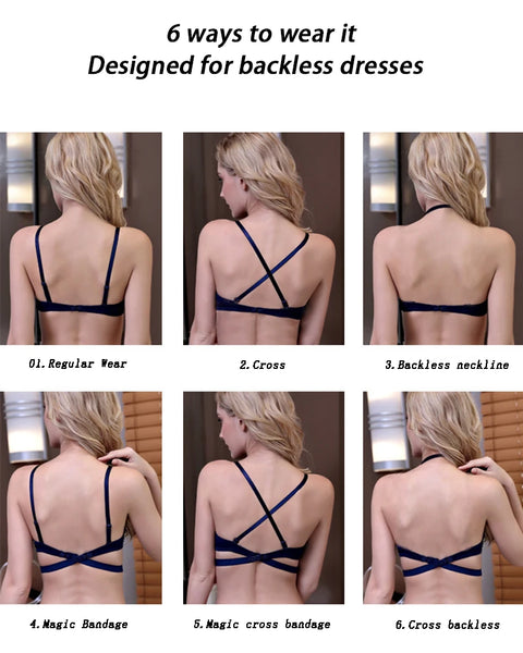 Sexy Low Cut Push Up Bra Backless Invisible Seamless Dive V Lingerie Wedding Underwear for Women