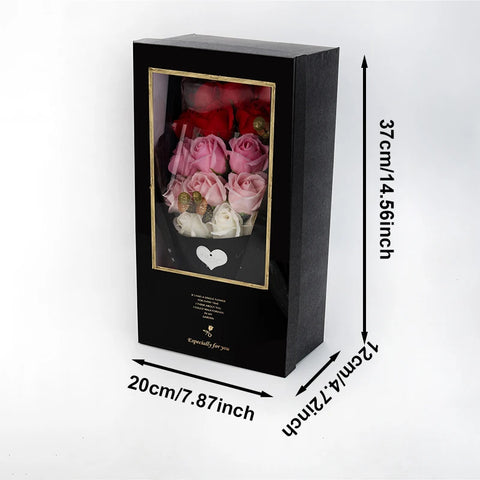 Hand Made Artificial 18 heads Rose Flowers Bouquet Gift Box Home Decoration Creative Valentine Birthday Party Graduation Gifts