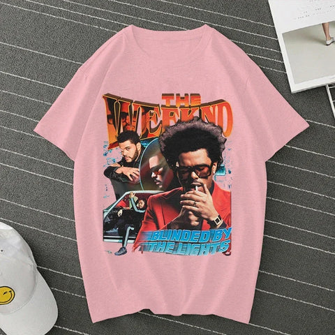 Short Sleeve Women's Fashion T-Shirt featuring Pop Singer Artist The Weeknd Anime Print for Girls Eye Catching Keep Short Cartoon Design