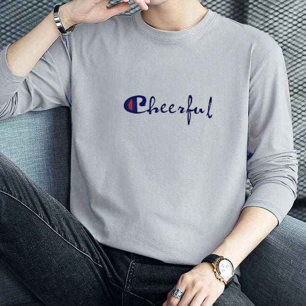 2024 HEAD Brand New Men's T-Shirts Long Sleeve Slim Men T-Shirt Young Man Pure Color Tops Tees Shirt O-Neck For Male Boys Tshirt