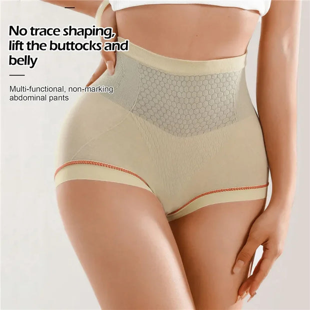 High Waist Women Panties Flat Belly Shaping Briefs Breathable Mesh Transparent Knickers Tummy Hip Lift Underpants