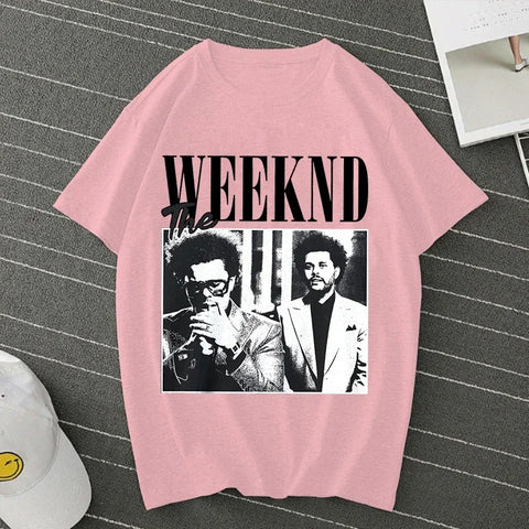 Short Sleeve Women's Fashion T-Shirt featuring Pop Singer Artist The Weeknd Anime Print for Girls Eye Catching Keep Short Cartoon Design