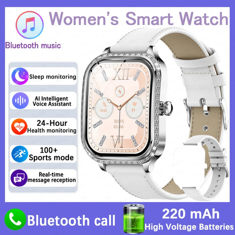 Women's Smart Watch Heart Rate & Blood Pressure Monitor Music Playback AI Voice Sports BT Calling for Xiaomi Huawei