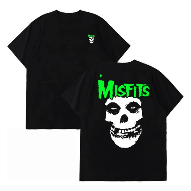 Punk Skull Misfits Band Graphic T-Shirt Unisex Short Sleeve 100% Cotton Cool Design Streetwear Top for Men