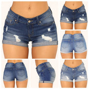 Fabulous Short Jeans Pure Colors Denim Shorts Button Simple Denim Shorts  Slim Fit