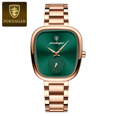 POEDAGAR Luxury Stainless Steel Quartz Watch for Women Waterproof Elegant Ladies Clock High Quality Wristwatch