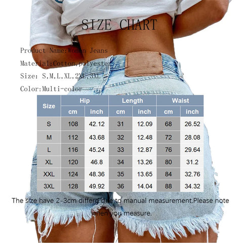 Denim Shorts for Women High Street Style with Red Lips Printed Jean Shorts Causal New Teeth Bite Bullet Pattern Summer Tassel Shorts