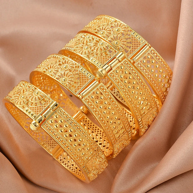 Ethiopian Gold Color Bangle for Women Eye Catching Short African Jewelry Bracelet for Girls Wedding Gift from Middle East