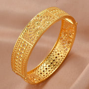 Ethiopian Gold Color Bangle for Women Eye Catching Short African Jewelry Bracelet for Girls Wedding Gift from Middle East