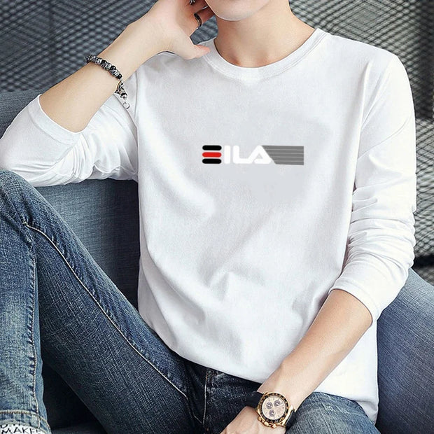 2024 HEAD Brand New Men's T-Shirts Long Sleeve Slim Men T-Shirt Young Man Pure Color Tops Tees Shirt O-Neck For Male Boys Tshirt