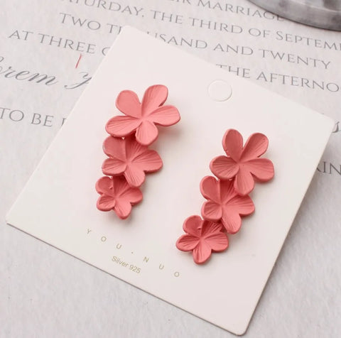 Korean Big Double Flower Drop Earrings for Woman Summer Beach Party Metal Statement Ear  Boho Fashion Jewelry Girl Gift