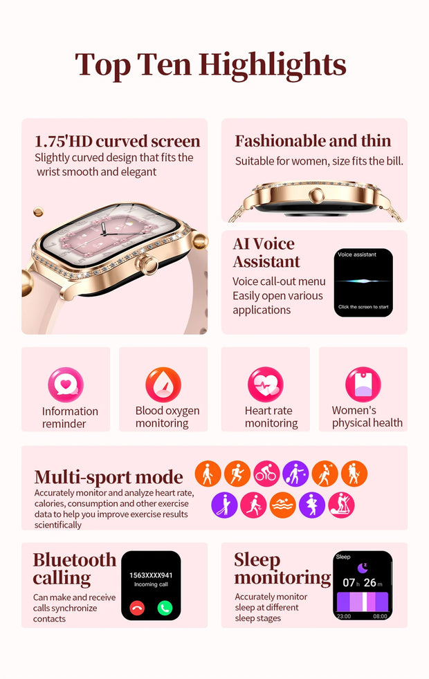 HUAWEI FIT3 Smart Watch for Women with 1.75" HD Display Heart Rate and Sport Fitness Tracker IP68 Waterproof BT Call Function Perfect Gift for Ladies