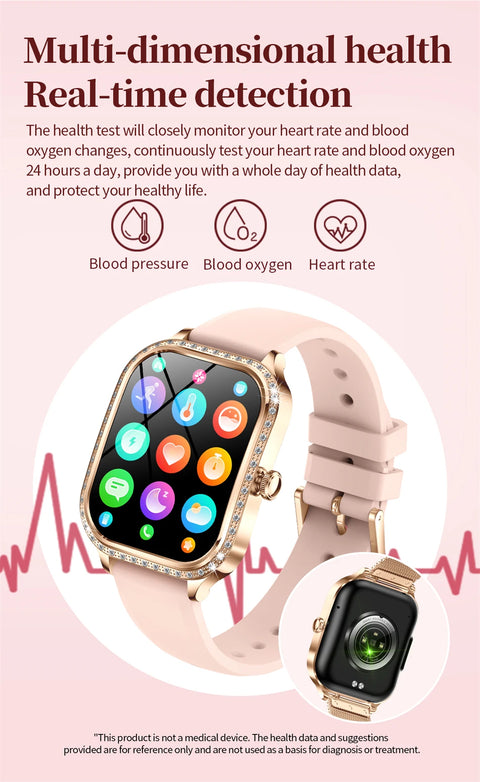 Women's Smart Watch Heart Rate & Blood Pressure Monitor Music Playback AI Voice Sports BT Calling for Xiaomi Huawei