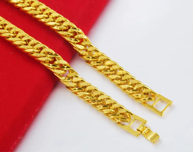 SAIYE 9mm 24K Solid Gold Bracelet Men Womens Chain Bracelet Wristband Korean Gold Jewelry Men's Jewelry