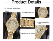 Luxury Women's Gold Quartz Watch Fashionable Diamond Wristwatch Set with Elegant Bracelet for Ladies