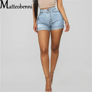 High Waist Crimping Hip Lift Women's Short Jeans Summer Stretch Denim Push Up Vintage Street Shorts Casual Fashion