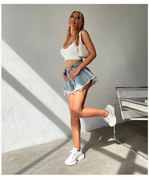 Denim Shorts for Women Summer Beach Fashion Loose Wide Leg Jeanette Casual Style Shorts