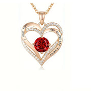 Luxury Red Zircon Pendant Necklaces For Girlfriend Women I Love You For Always And Forever Gifts 2024 Trendy Wedding Jewelry