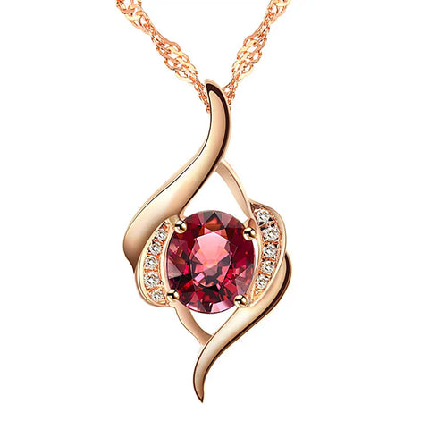 Luxury Red Zircon Pendant Necklaces For Girlfriend Women I Love You For Always And Forever Gifts 2024 Trendy Wedding Jewelry