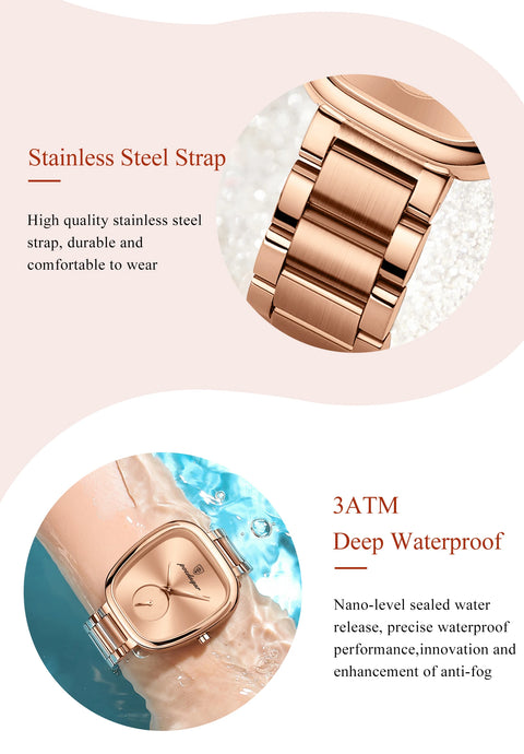 POEDAGAR Luxury Stainless Steel Quartz Watch for Women Waterproof Elegant Ladies Clock High Quality Wristwatch