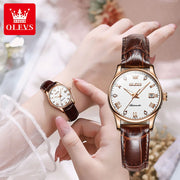 OLEVS Brand Women's Mechanical Watch with Simple Leather Strap Calendar Fully Automatic 9932 Model