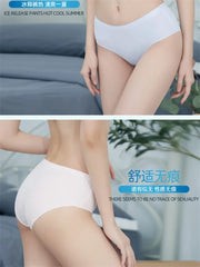 Women's Sexy  Panties Ladies Underwear Female  Seamless Ice Silk  Solid Briefs  Mid-Waist  Comfortable  Breathable G String