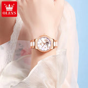 OLEVS Brand Women's Mechanical Watch Steel Strip Automatic Wristwatch Short and Eye-Catching