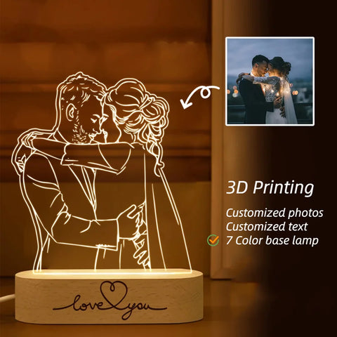 Dropshipp Personalized 3D Photo Lamp Engraving Base Custom Valentine's Day Anniversary Birthday Christmas 3D Night Lights Gifts