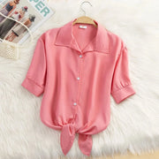 Casual Women's Short Sleeve Blouse Chiffon Material White Color Fashionable Summer Shirt for Women