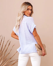 Elegant Women's Short Sleeve Blouse Cotton Fitting Pocket White Shirt for Summer 2024 Eye Catching