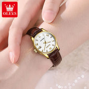 OLEVS Brand Women's Mechanical Watch with Simple Leather Strap Calendar Fully Automatic 9932 Model