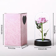 Artificial Rose Flowers Eternal Flower In Glass Cover Rose Light Wedding Birthday Gift Valentine's Day Luminescence Ornaments