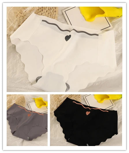 3PCS/Lot Sexy Ice Silk Panties Women Middle Waist Seamless Briefs Female Ladies Traceless Underwear Girl Intimates Lingerie M-XL