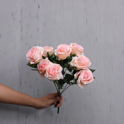 9Head Artificial Roses Bride Wedding Home Decor Holding Roses Bouquet of Large Roses Artificial Rose Bouquet