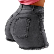 High Waist Hot Pants Women's Jeans Available in Multiple Colors Women's Denim Stretch Shorts Stretch Tassel Distressed