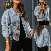 Quality Women's Denim Jackets Casual Long Sleeve Lapel Button Down for Fall Winter Slim Fit Chest Pocket Coat