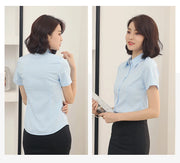 Summer Women's Office Lady Button Up White Slim Fit Basic Shirt Minimalist Short Sleeve Work Top for Women Clothing