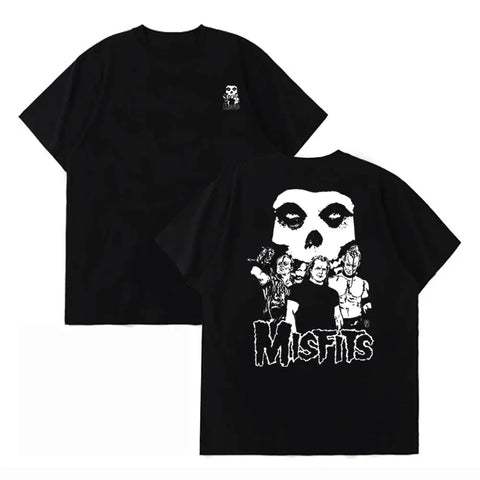 Punk Skull Misfits Band Graphic T-Shirt Unisex Short Sleeve 100% Cotton Cool Design Streetwear Top for Men