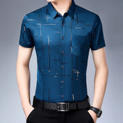 New Men's Business Casual Short Sleeved Shirt No Iron and Wrinkle Resistant Top