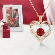 Luxury Red Zircon Pendant Necklaces For Girlfriend Women I Love You For Always And Forever Gifts 2024 Trendy Wedding Jewelry