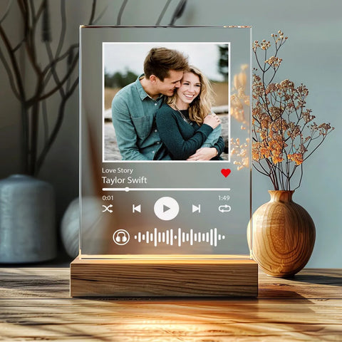 Personalized Spotify Song Plaque with Photo Birthday Valentine Gift Custom Acrylic Music Board Couples Gift with Code and Text