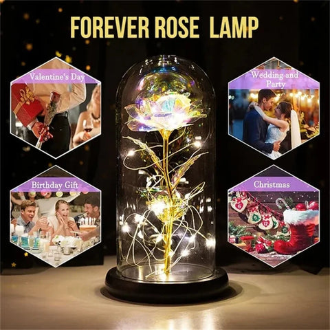 Rose Light Beautiful Realistic Looking Night Light Rose Eternal Flower Party Supplies LED Simulation Rose Flower Decorative