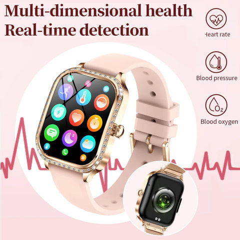 Women's Smart Watch Heart Rate & Blood Pressure Monitor Music Playback AI Voice Sports BT Calling for Xiaomi Huawei