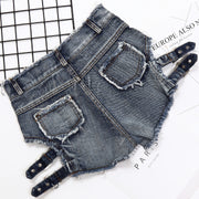 New High Waist Thin Hole Denim Shorts With High Fork Women's Nightclub Cotton Micro Shorts Jeans Feminino