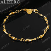 ALIZERO 18K Gold Water Drop Bracelets For Women Wedding Party Gifts Fashion Jewelry Wholesale 925 Sterling Silver Bracelet