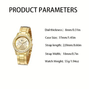 Gold Watch Women Luxury Set with Ring Necklace Earrings Rhinestone Fashion Wristwatch Female Casual Bracelet