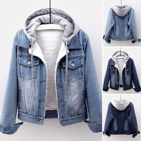 Women Winter Jacket  Stylish Plus Size Plush Denim Winter Coat  Soft Winter Coat