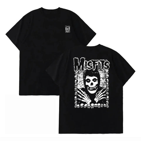 Punk Skull Misfits Band Graphic T-Shirt Unisex Short Sleeve 100% Cotton Cool Design Streetwear Top for Men